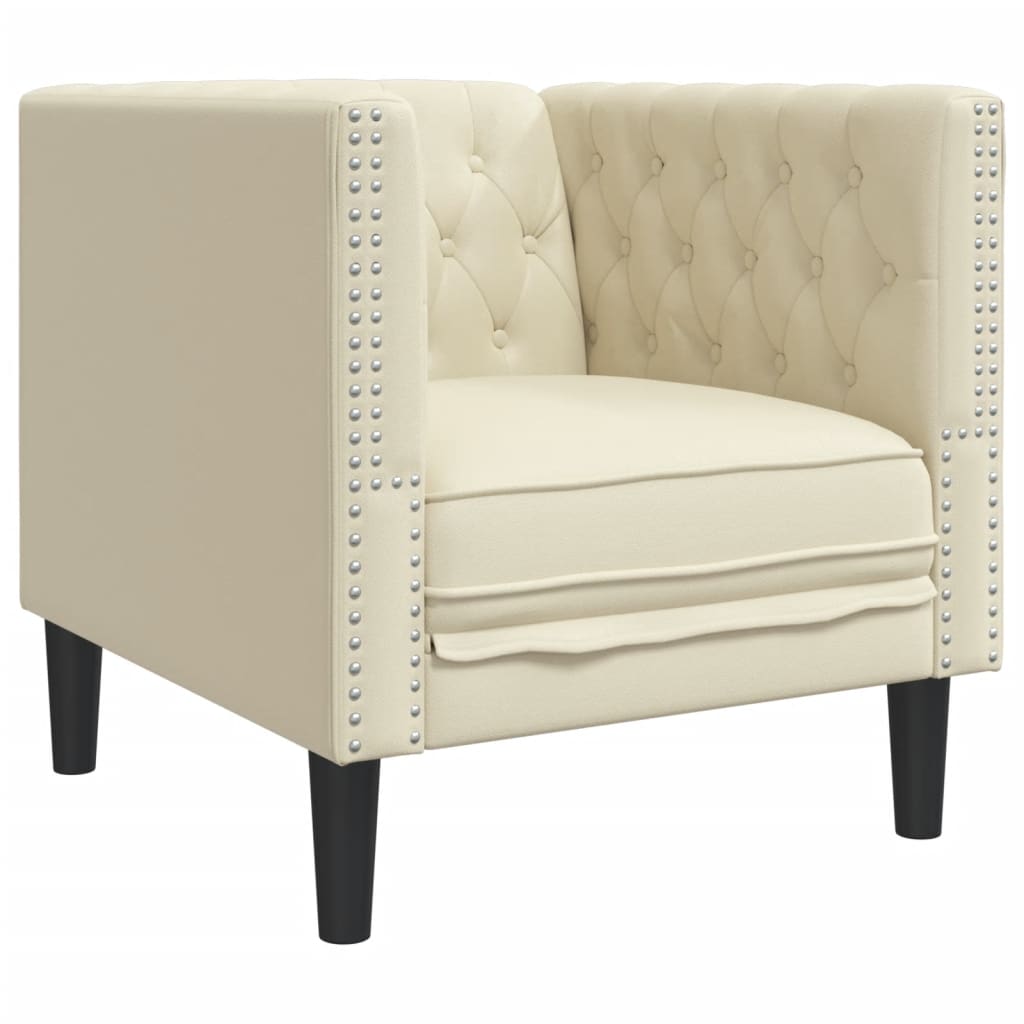 Chesterfield-sofastol kunstlæder cremefarvet