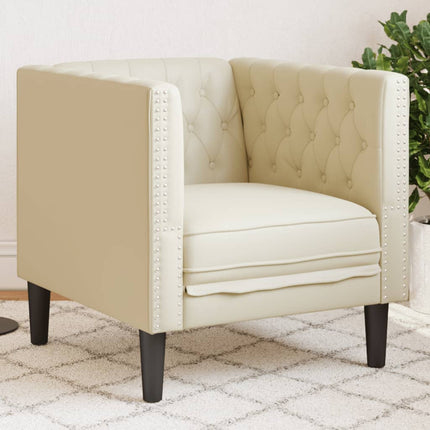 Chesterfield-sofastol kunstlæder cremefarvet