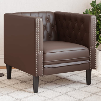 Chesterfield-sofastol kunstlæder brun