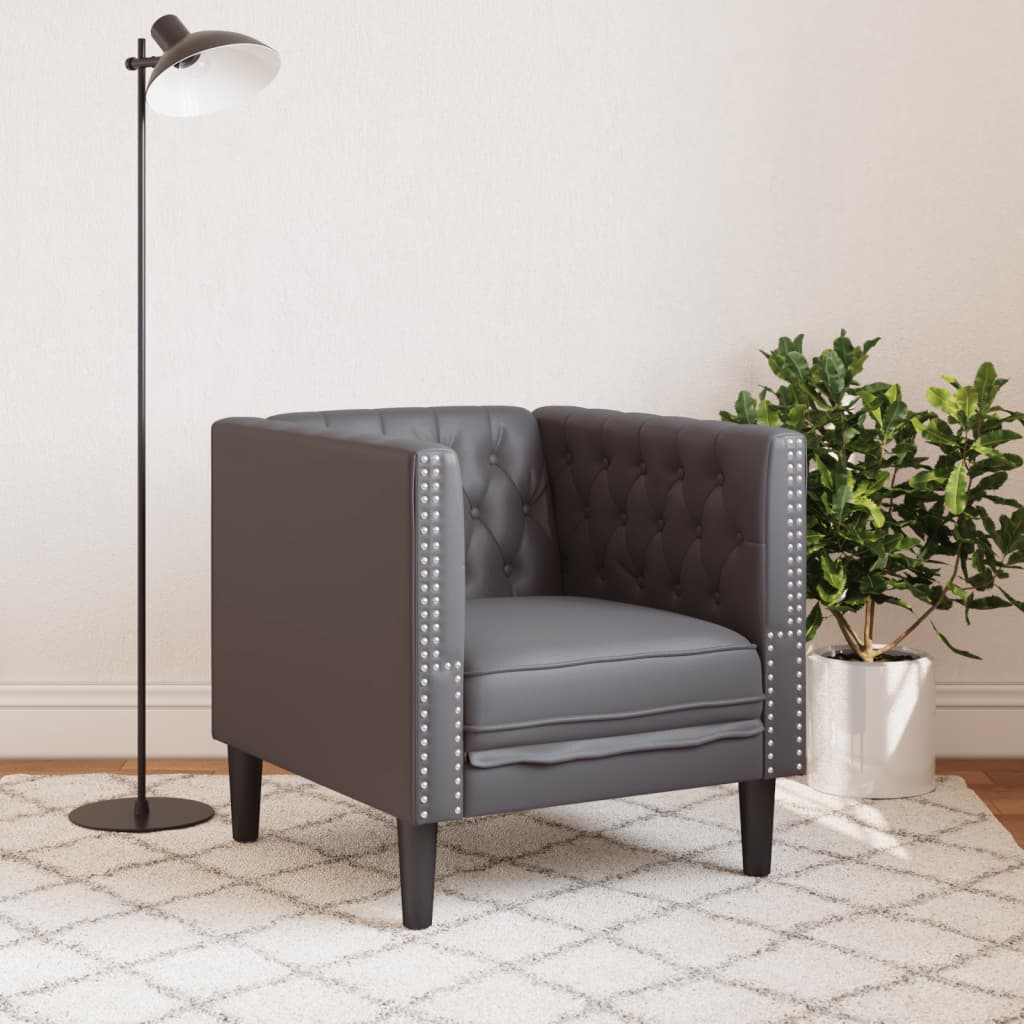 Chesterfield-sofastol kunstlæder grå