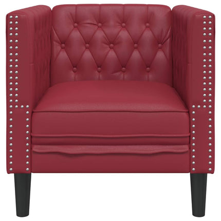 Chesterfield-sofastol kunstlæder vinrød