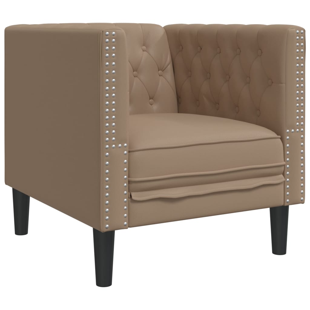 Chesterfield-sofastol kunstlæder cappuccinofarvet