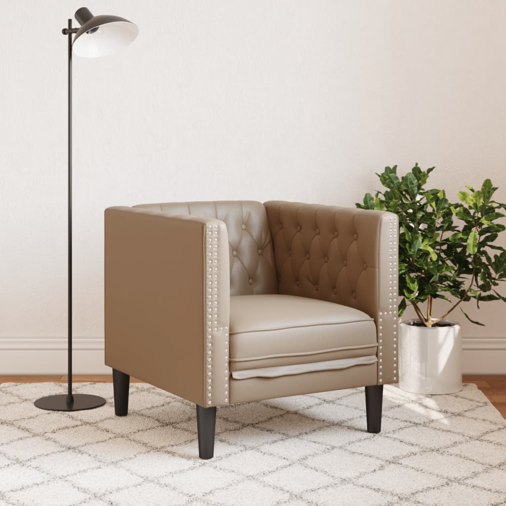 Chesterfield-sofastol kunstlæder cappuccinofarvet