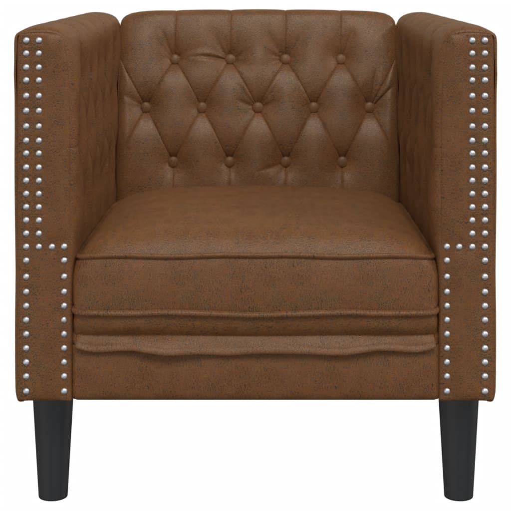 Chesterfield-sofastol imiteret ruskind brun