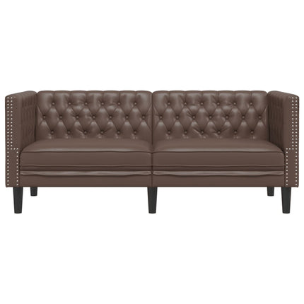 2-personers Chesterfield-sofa kunstlæder brun