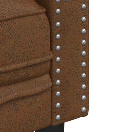 2-personers Chesterfield-sofa imiteret ruskind brun