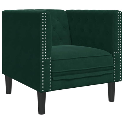 Chesterfield-sofastol fløjl mørkegrøn