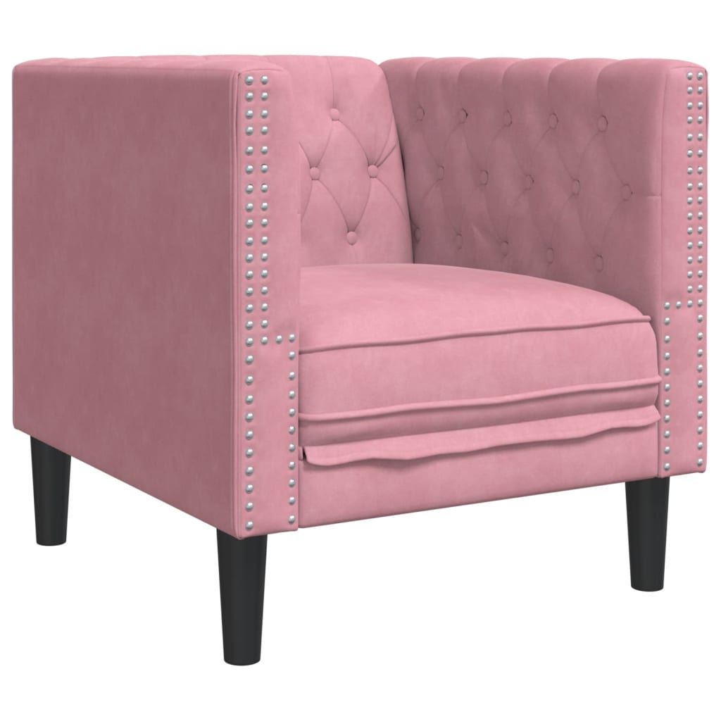 Chesterfield-sofastol fløjl pink