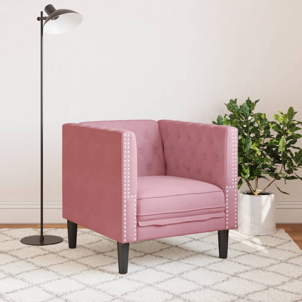 Chesterfield-sofastol fløjl pink