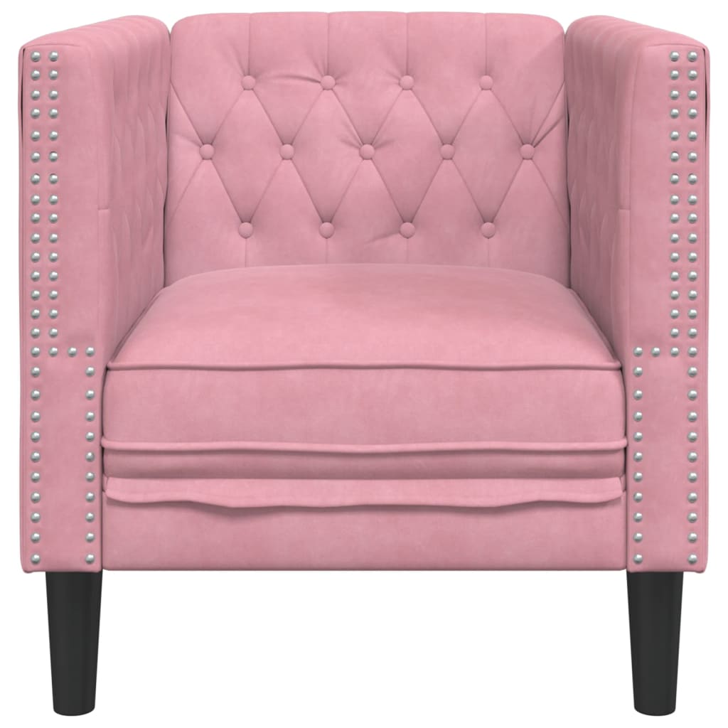 Chesterfield-sofastol fløjl pink
