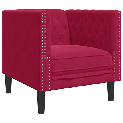 Chesterfield-sofastol fløjl vinrød
