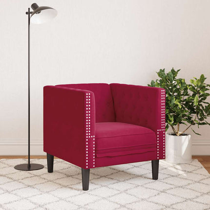Chesterfield-sofastol fløjl vinrød