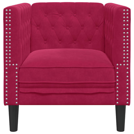 Chesterfield-sofastol fløjl vinrød