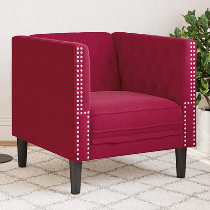 Chesterfield-sofastol fløjl vinrød