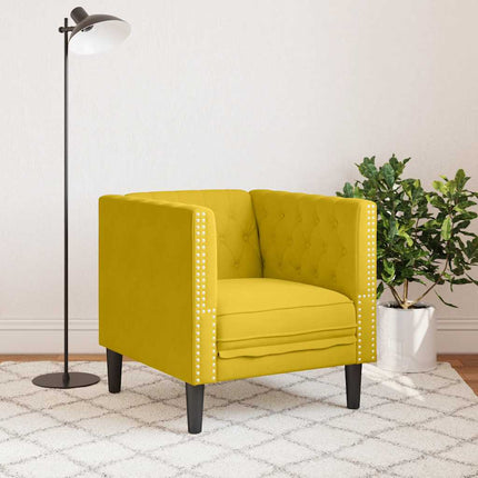 Chesterfield-sofastol fløjl gul