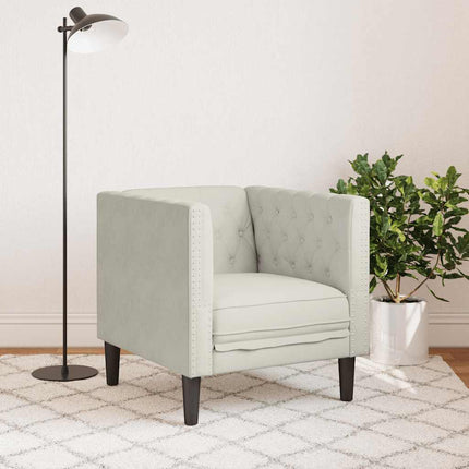 Chesterfield-sofastol fløjl cremefarvet