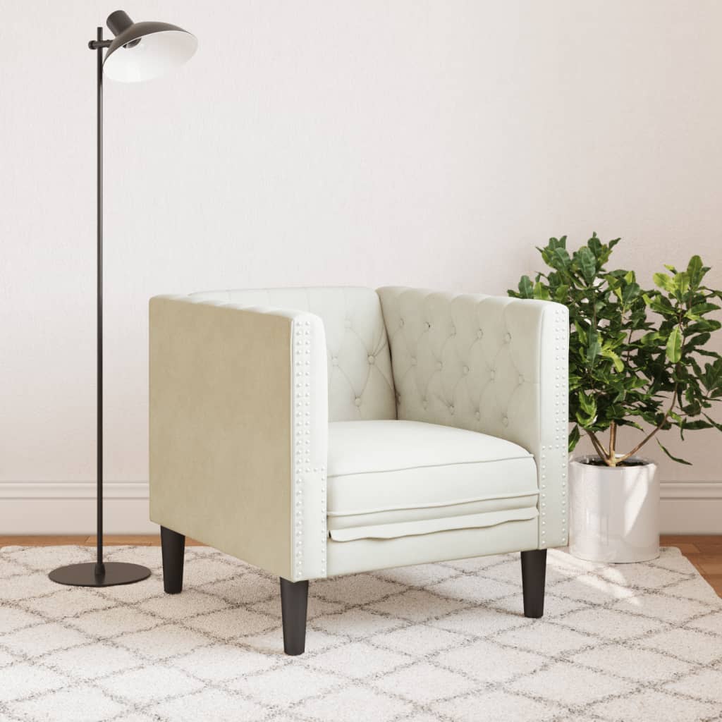 Chesterfield-sofastol fløjl cremefarvet