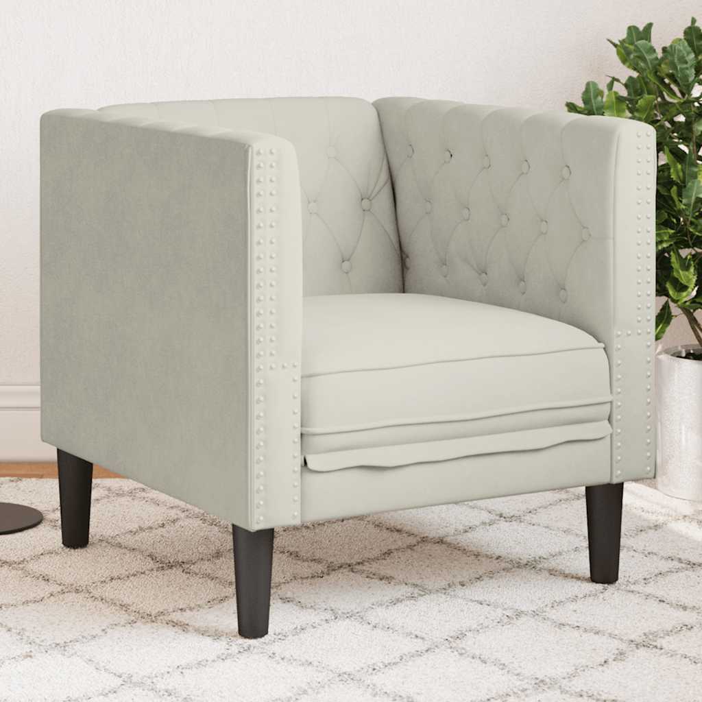 Chesterfield-sofastol fløjl cremefarvet billede