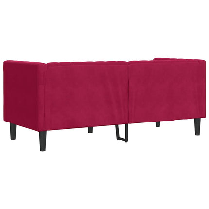 2-personers Chesterfield-sofa med bolsterpuder fløjl vinrød