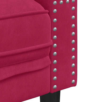 2-personers Chesterfield-sofa med bolsterpuder fløjl vinrød