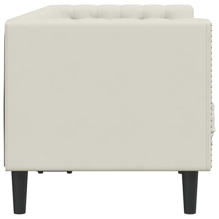 2-personers Chesterfield-sofa m. bolsterpuder fløjl cremefarvet