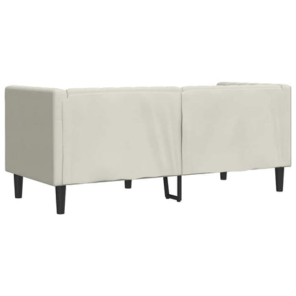 2-personers Chesterfield-sofa m. bolsterpuder fløjl cremefarvet