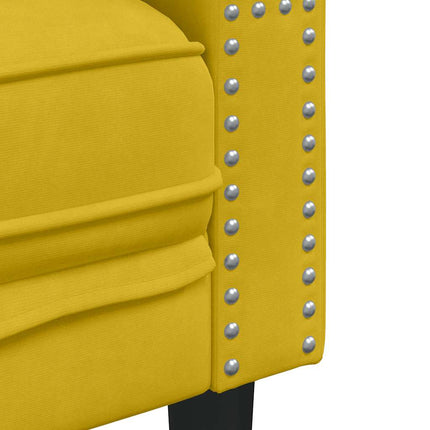 3-personers Chesterfield-sofa med bolsterpuder fløjl gul