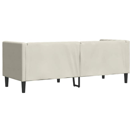 3-personers Chesterfield-sofa m. bolsterpuder fløjl cremefarvet
