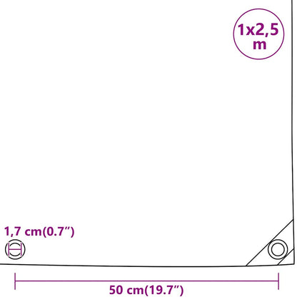 presenning 1x2,5 m 650 g/m² sort