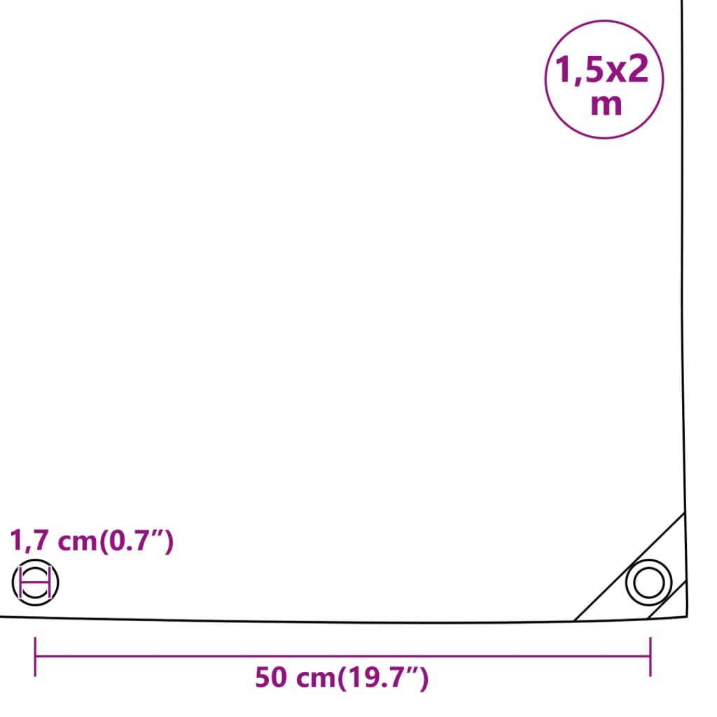 presenning 1,5x2 m 650 g/m² sort