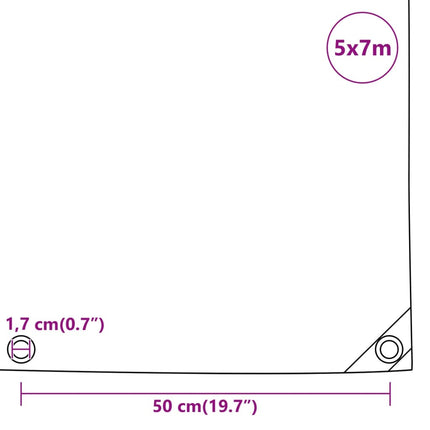 presenning 5x7 m 650 g/m² sort