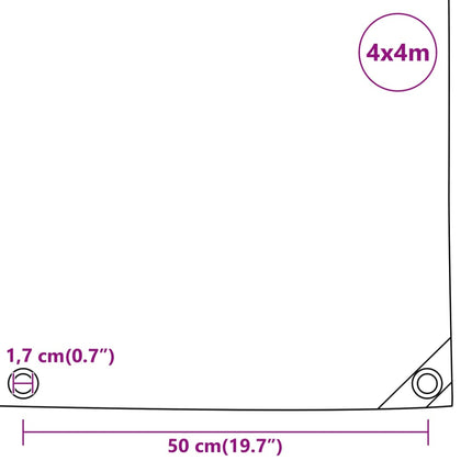 presenning 4x4 m 650 g/m² antracitgrå