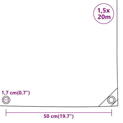 presenning 1,5x20 m 650 g/m² antracitgrå