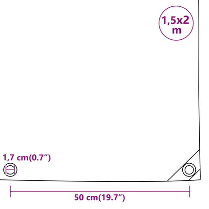 presenning 1,5x2 m 650 g/m² antracitgrå