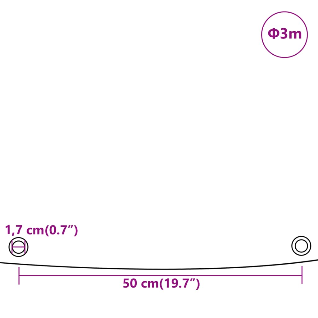 presenning Ø 3 m 650 g/m² blå