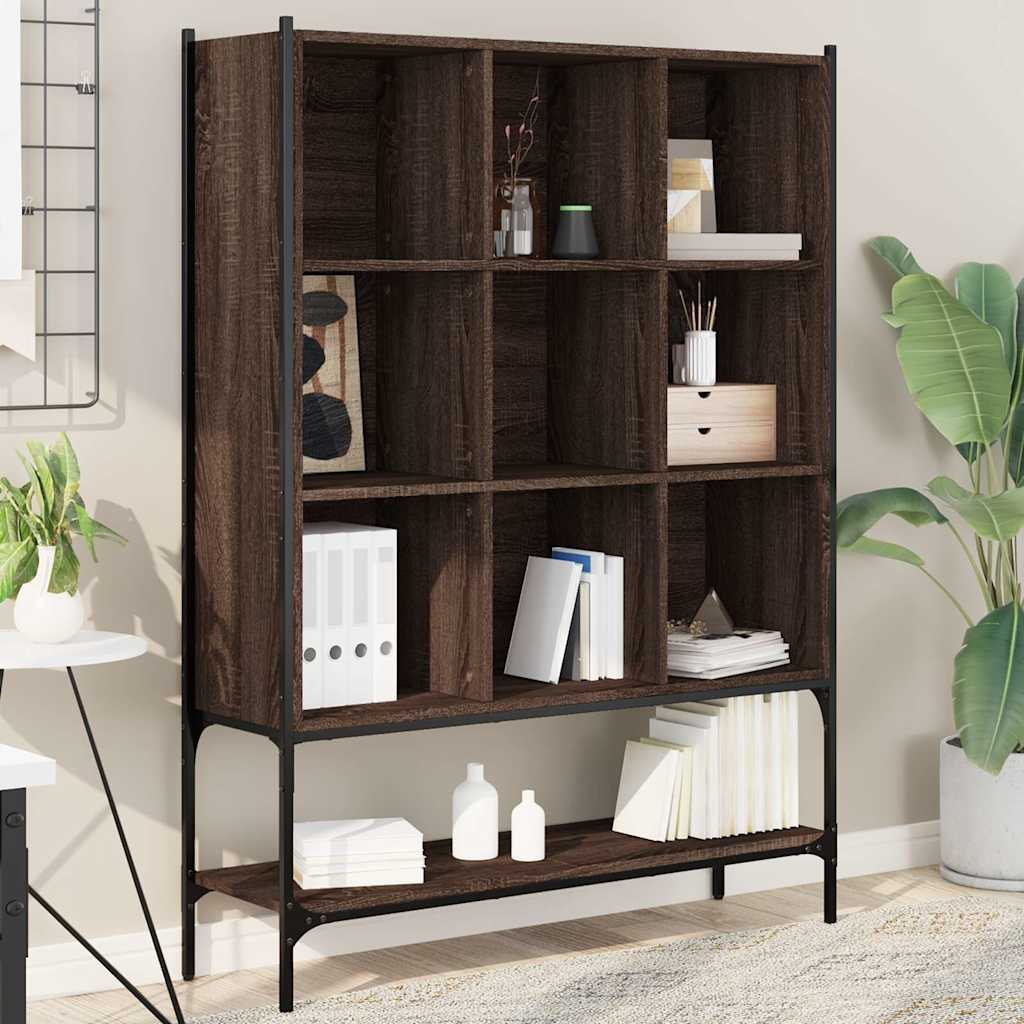 bogreol 102x30x141,5 cm konstrueret træ brun egetræsfarve billede