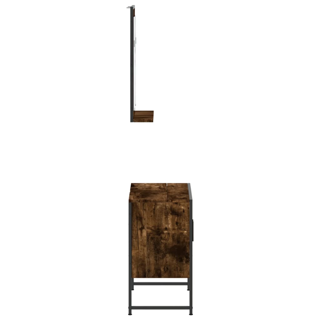 badeværelsesskabe 2 dele konstrueret træ røget egetræsfarve