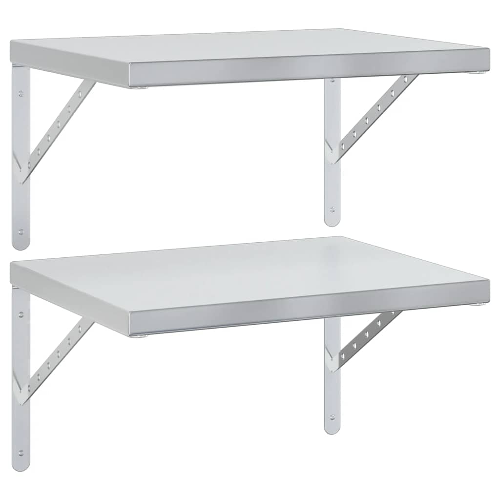 væghylder 2 stk. 50x40 cm rustfrit stål sølvfarvet