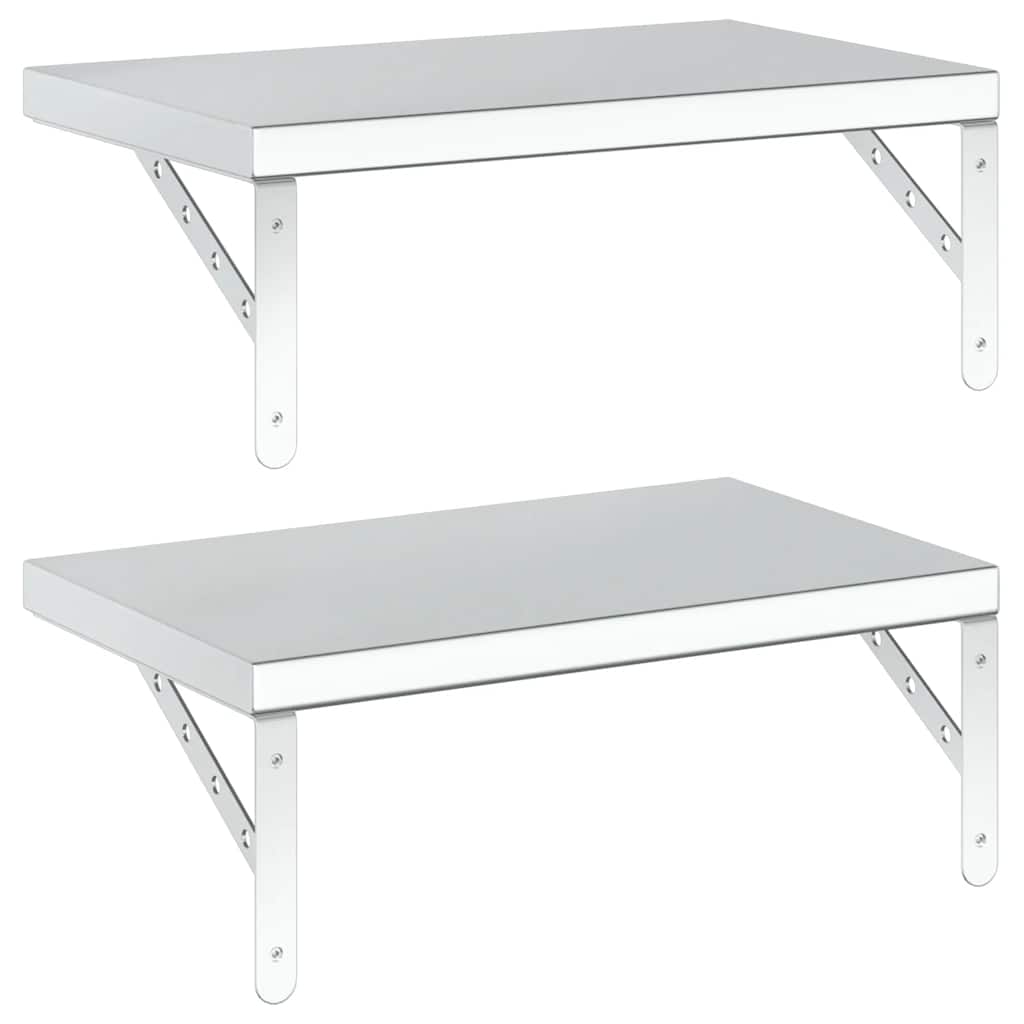 væghylder 2 stk. 50x30 cm rustfrit stål sølvfarvet