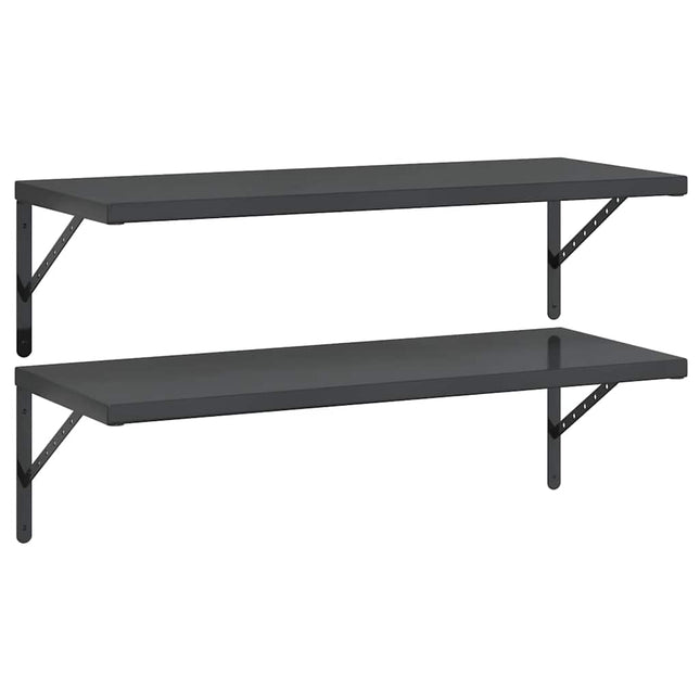 væghylder 2 stk. 100x40 cm rustfrit stål sort