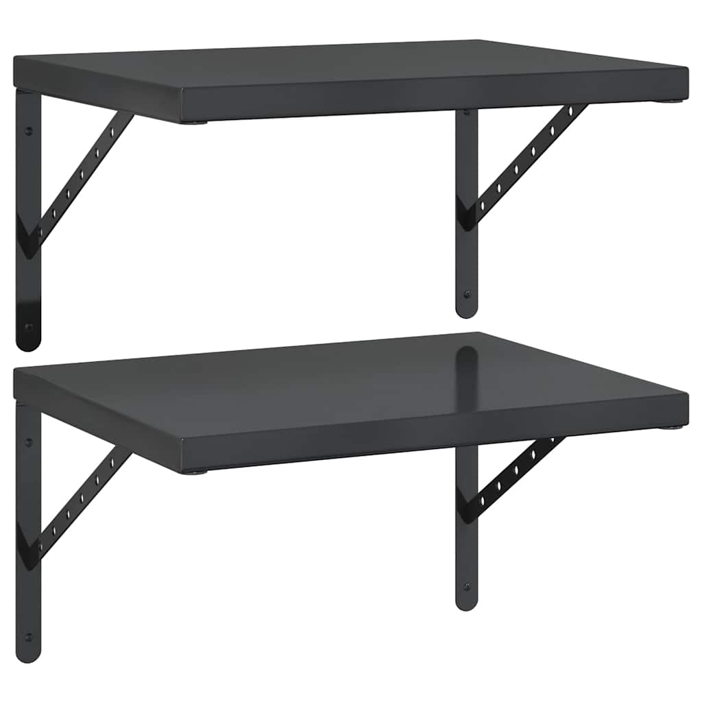 væghylder 2 stk. 50x40 cm rustfrit stål sort