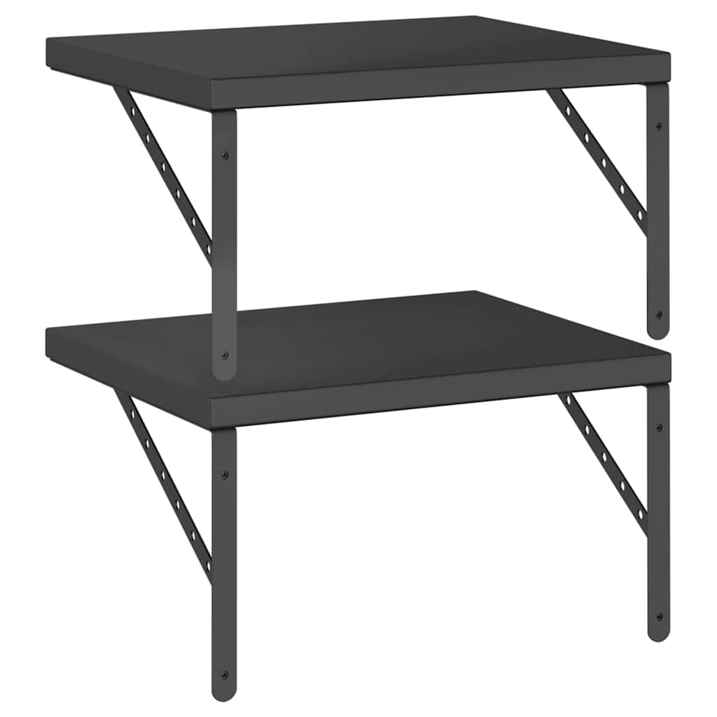 væghylder 2 stk. 50x40 cm rustfrit stål sort