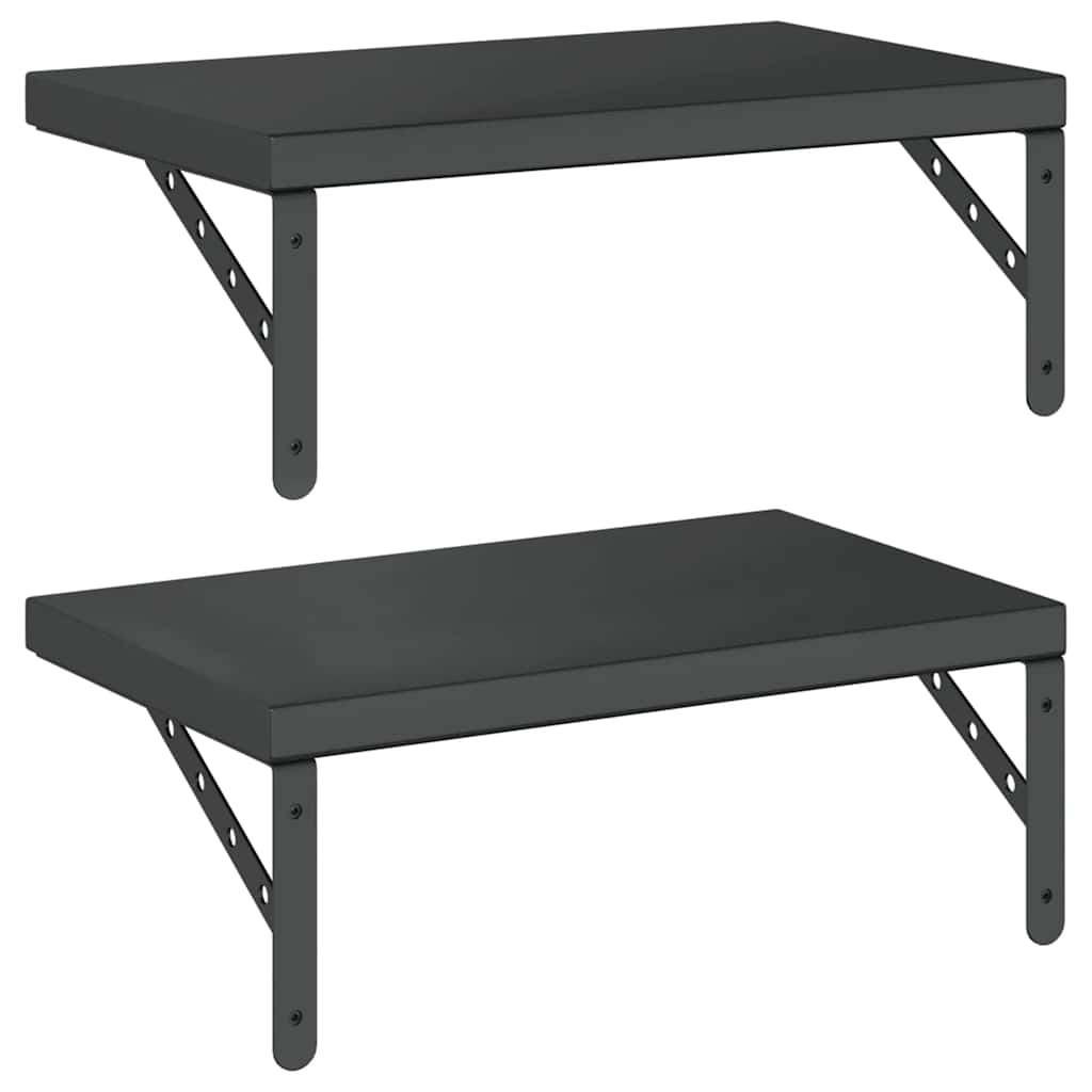 væghylder 2 stk. 50x30 cm rustfrit stål sort