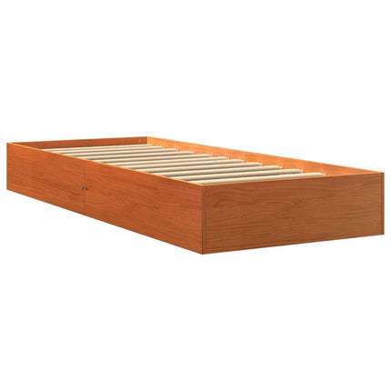 sengeramme uden madras 75x190 cm massivt fyrretræ gyldenbrun