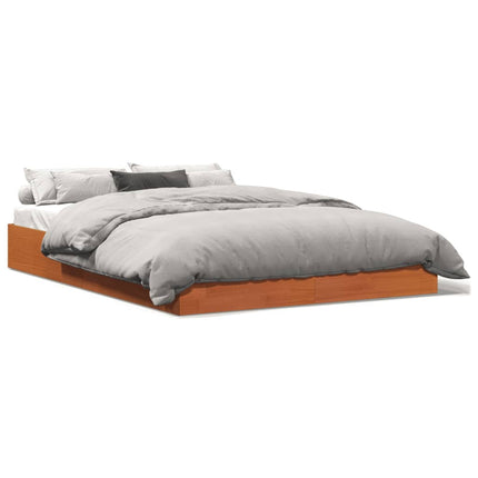sengeramme uden madras 120x190 cm massivt fyrretræ gyldenbrun