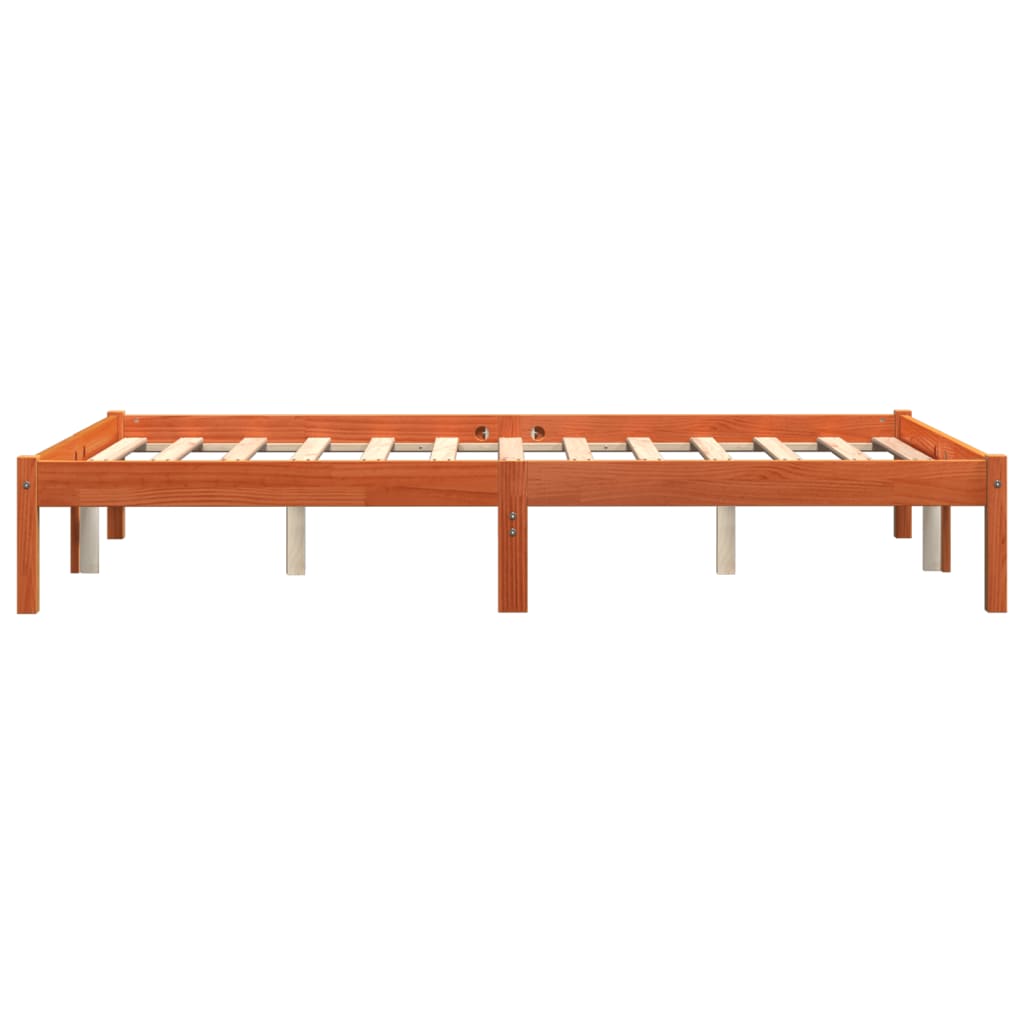 sengeramme uden madras 135x190 cm massivt fyrretræ brun