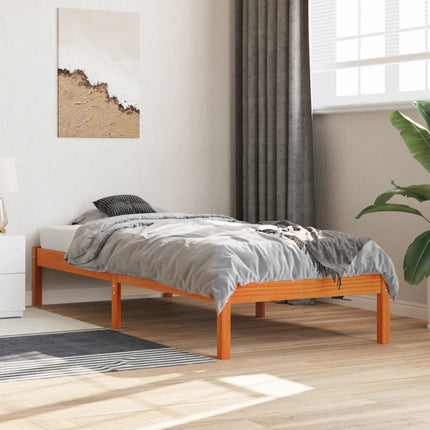 sengeramme uden madras 90x200 cm massivt fyrretræ gyldenbrun