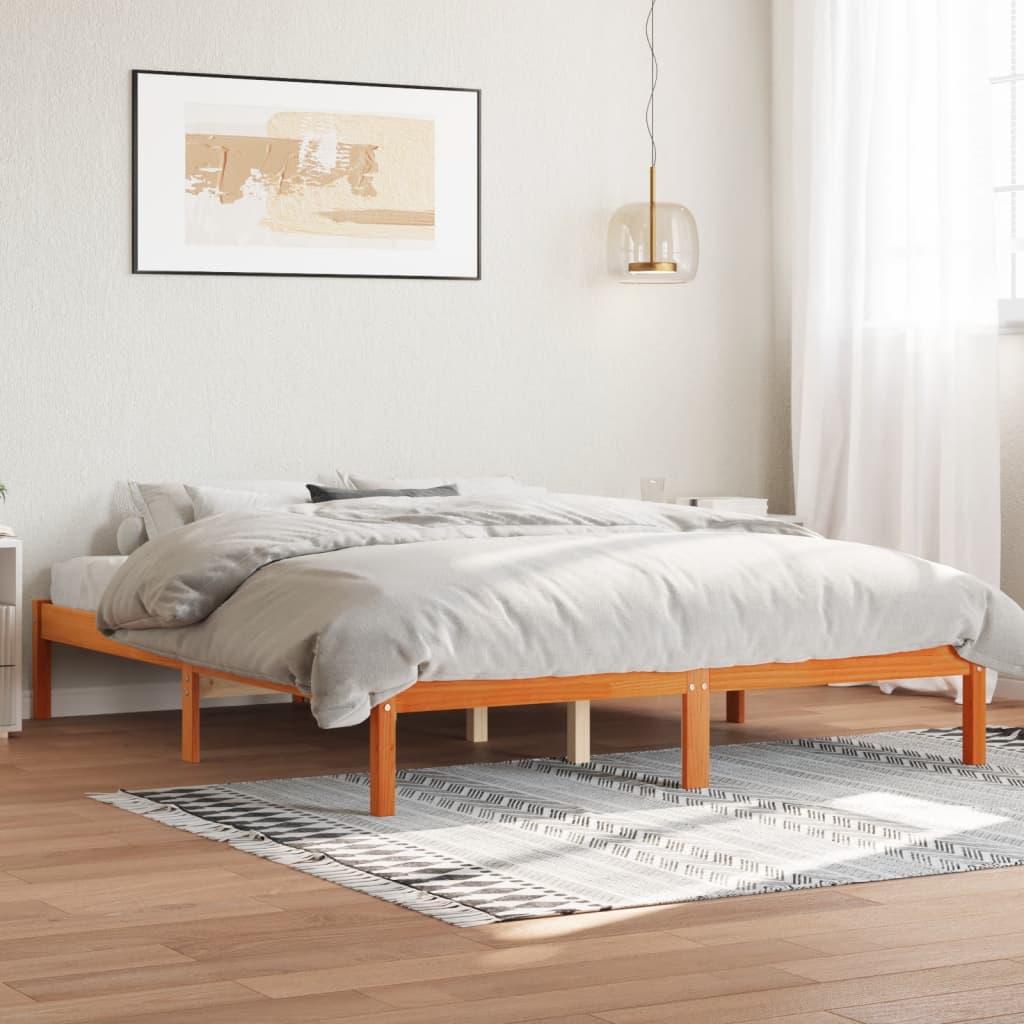 sengeramme uden madras 160x200 cm massivt fyrretræ gyldenbrun