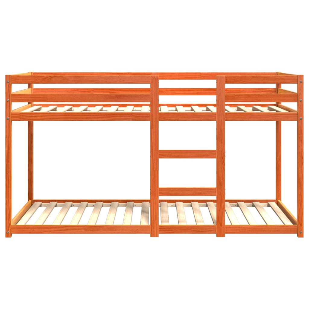 køjeseng 90x200 cm massivt fyrretræ voksbrun
