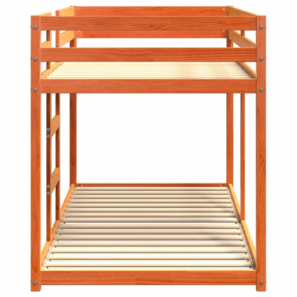 køjeseng 90x200 cm massivt fyrretræ voksbrun